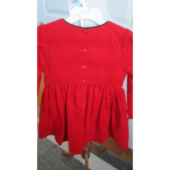 NWT BONNIE BABY RED CORDUROY SMOCKED CHRISTMAS TREE CLASIC DRESS 24MONTH - Picture 4 of 6